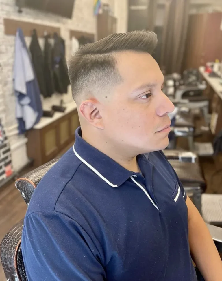High fade with a textured top