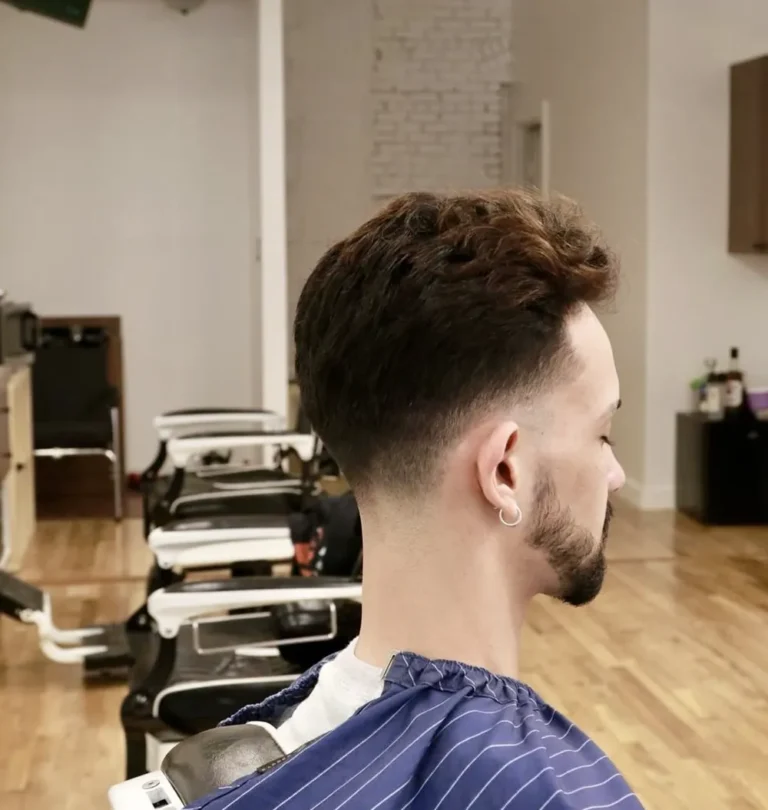 Curly top with a taper fade